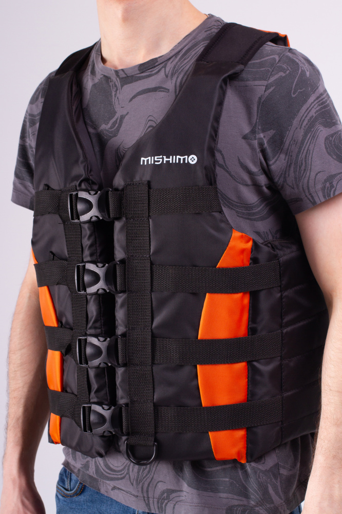 Жилет спасательный MISHIMO PRO Премиум качества Черно-оранжевый в Пскове