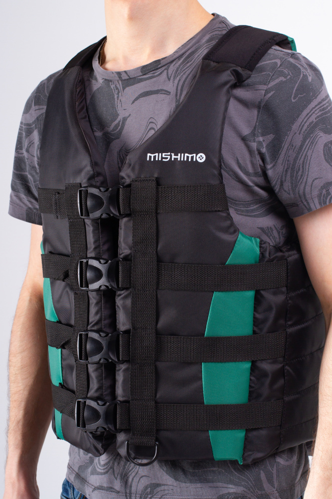 Жилет спасательный MISHIMO PRO Премиум качества Черно-зеленый в Пскове