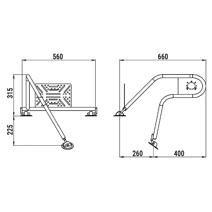 Стойка рулевая с креплением на баллон надувной лодки 25мм в Пскове