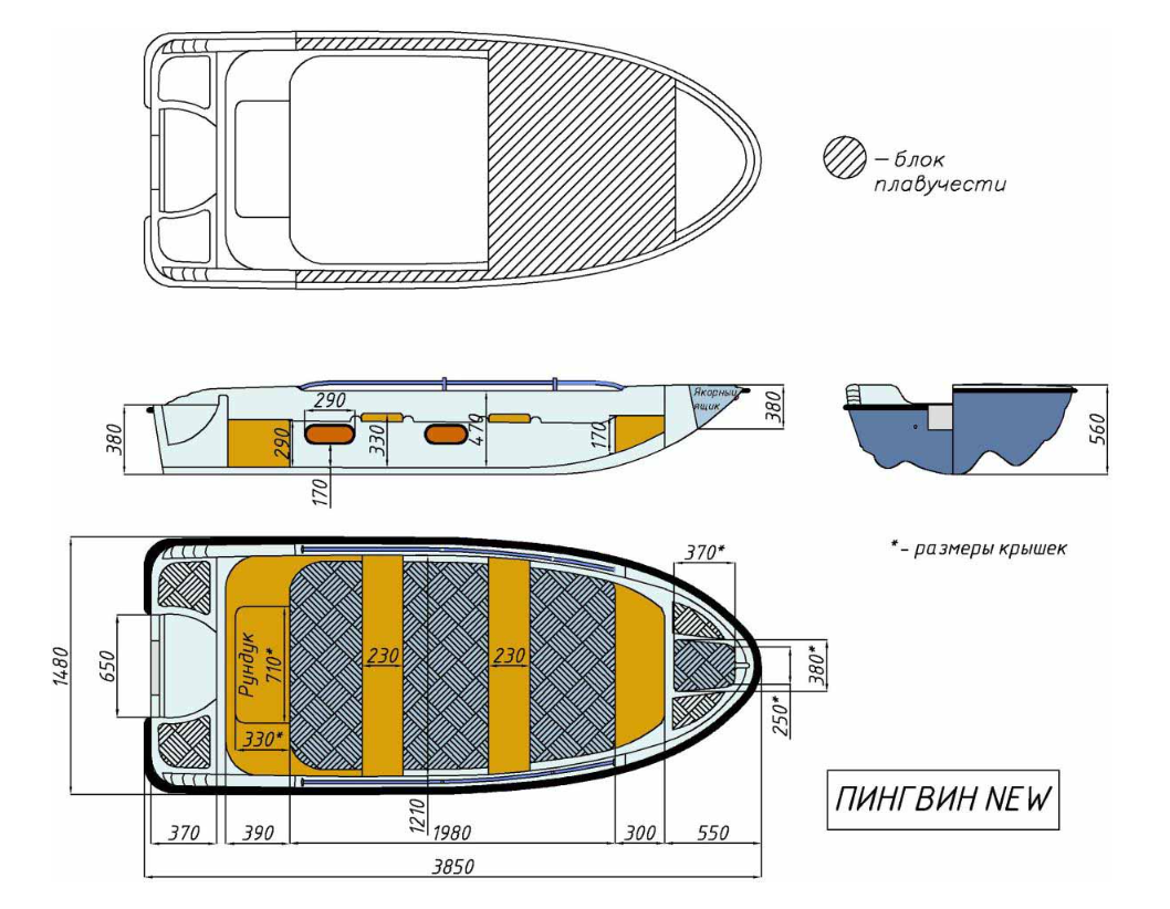 Стеклопластиковая лодка Пингвин New (тримаран) в Пскове